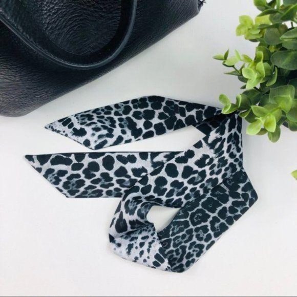 Set of 2 Gray Cheetah Twilly Purse Head Scarves - Picture 3 of 8